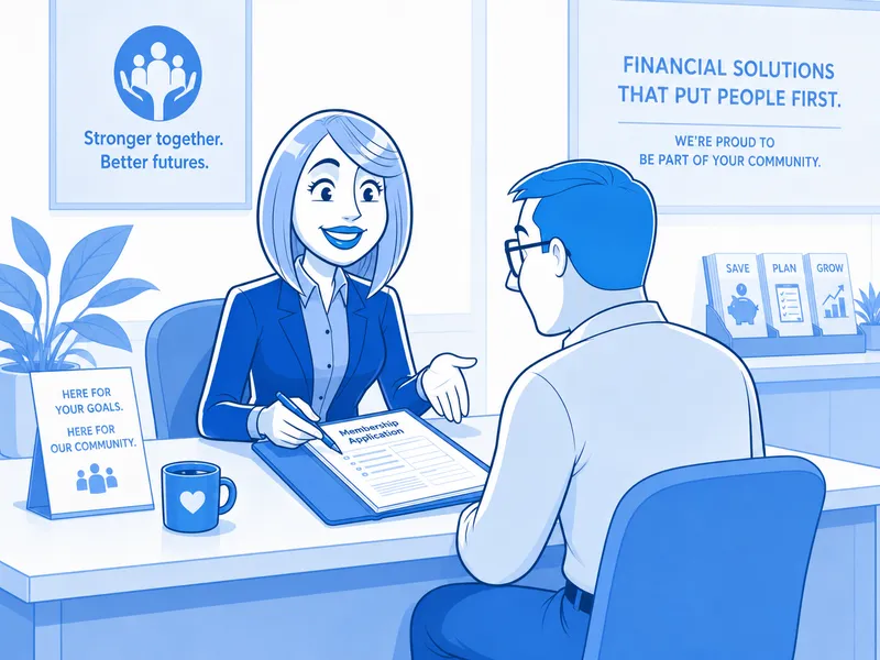 Illustration of a benefits representative helping a client complete an enrollment form at her desk